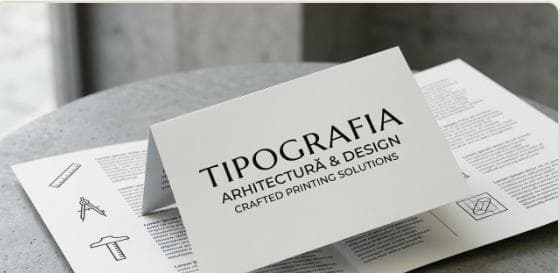 Cărți de vizită și pliant tipărite, mockup Tipografia