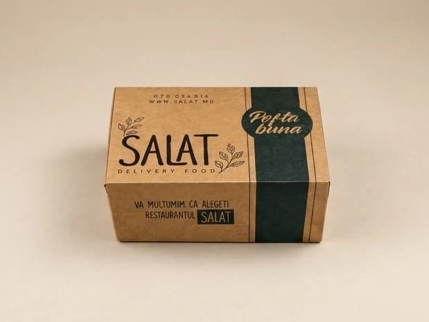 Cutie de livrare personalizată pentru restaurantul SALAT Delivery Food